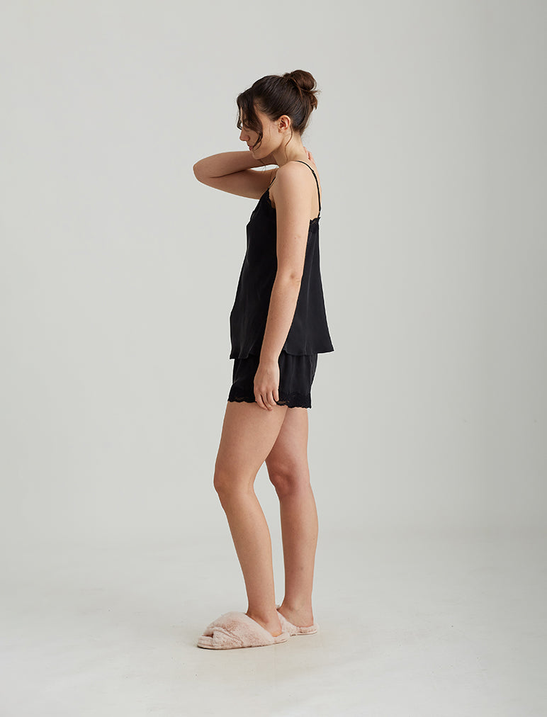 Camille Silk Lace Cami and Boxer Set
