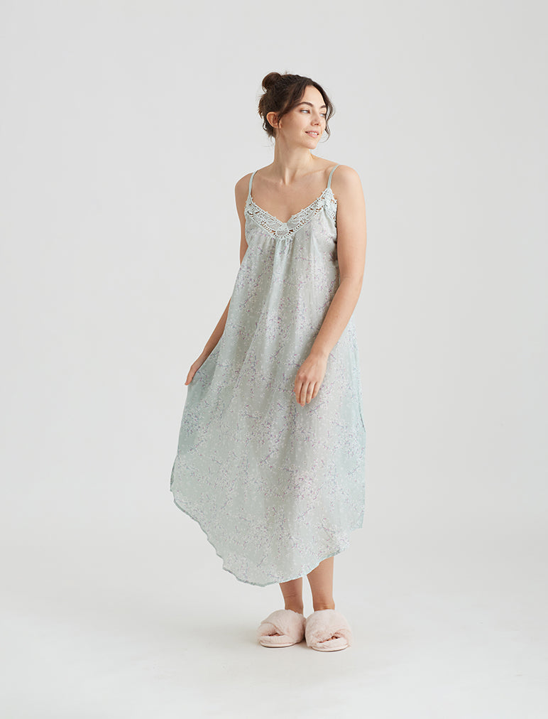 Cheri Blossom Lace Front Maxi Nightie
